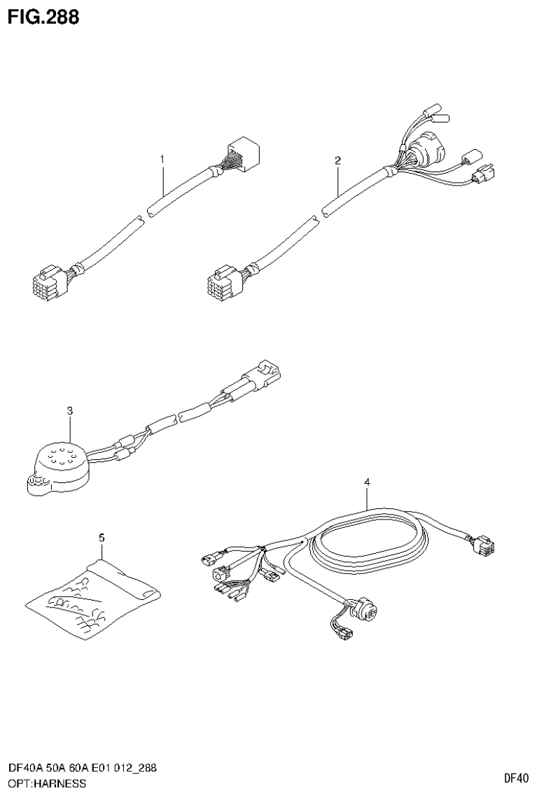 Suzuki DF40AST, DF50A, DF50ATH OPT:HARNESS (DF40AST E34) parts diagram
